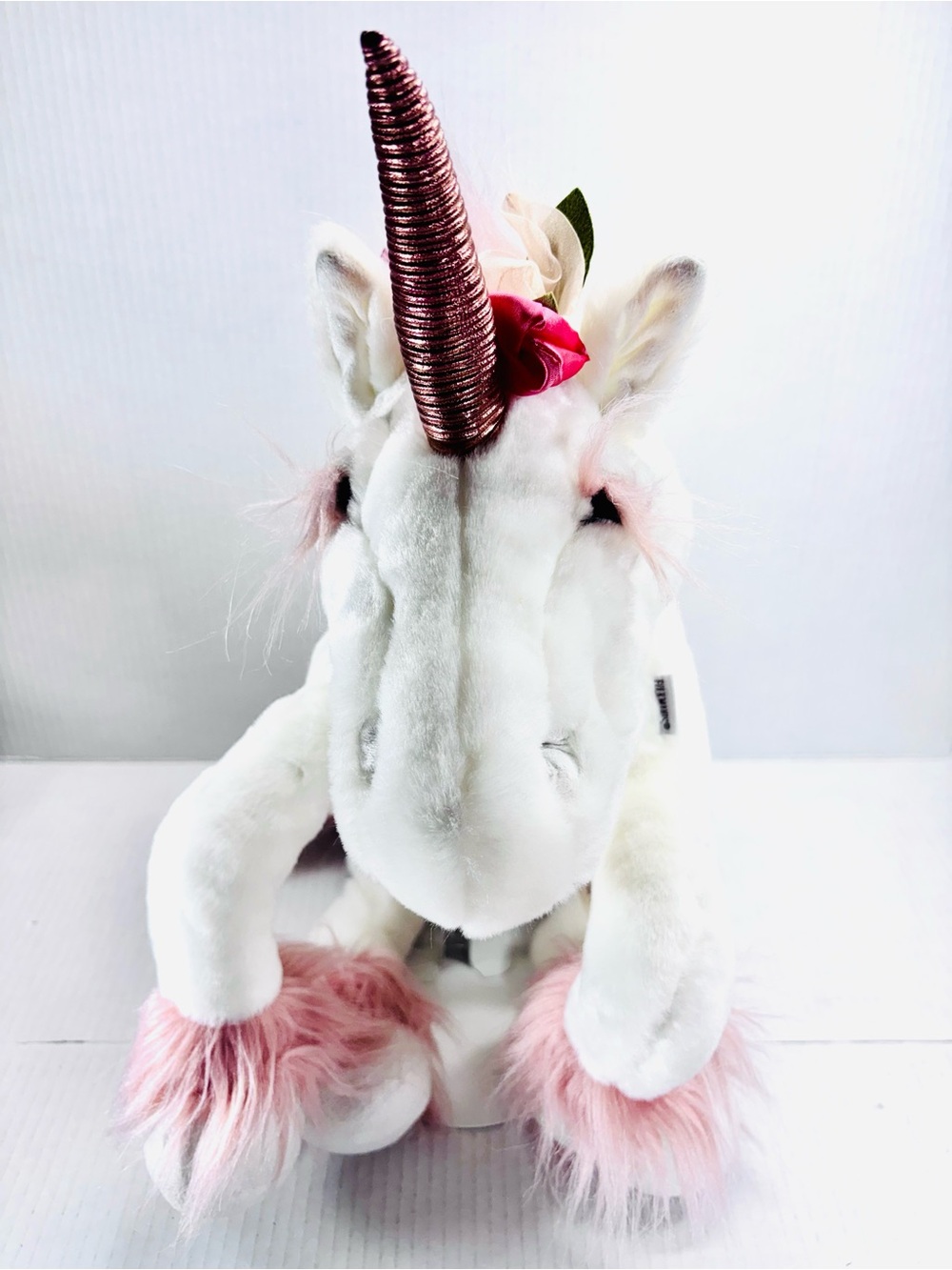 Folkmanis 26” Puppet Unicorn With Music Box Spinning Tail Hand Puppet Flowers
